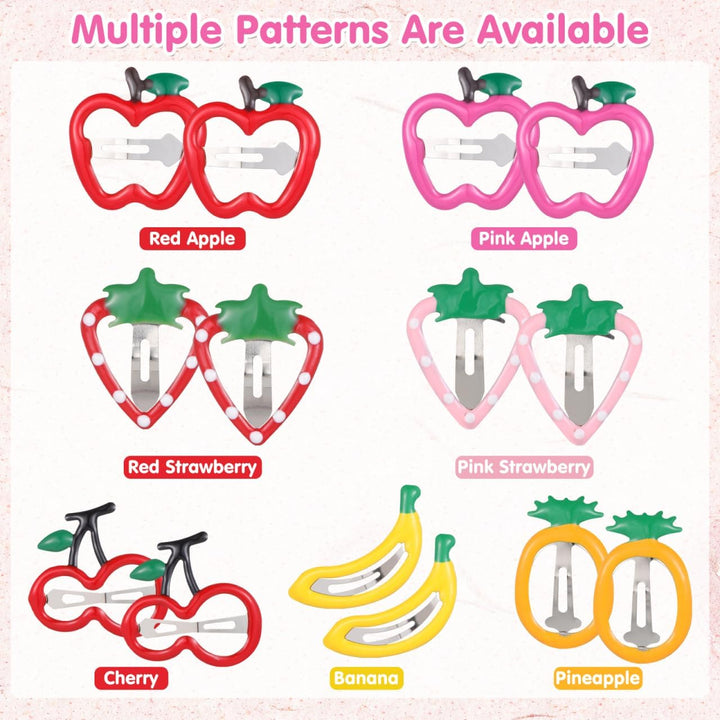 14 assorted fruit-shaped metal hair clips, view 6