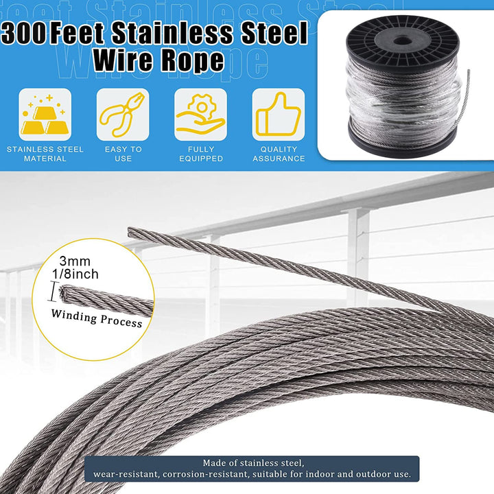 72-Piece 1/8-Inch Stainless Wire-Rope Kit with 300 ft Cable, image 3