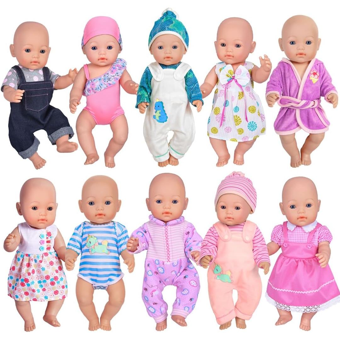 Ten assorted baby doll outfits, Set 2; dolls not included