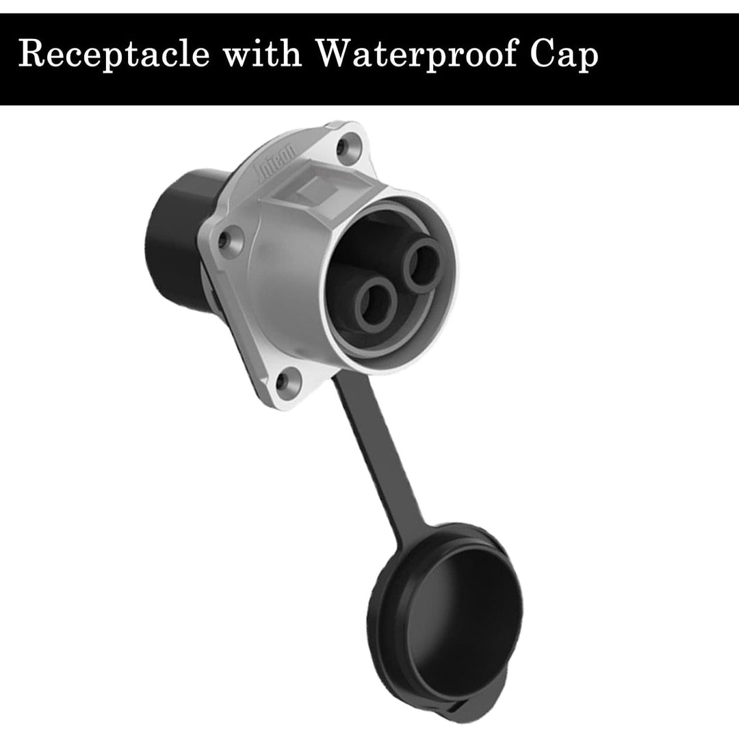 Marine receptacle with tethered sealing cap