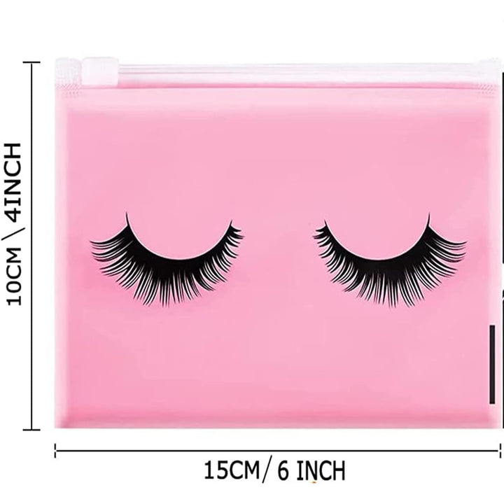 Eyelash zipper pouch dimensions: approximately 6 by 4 inches