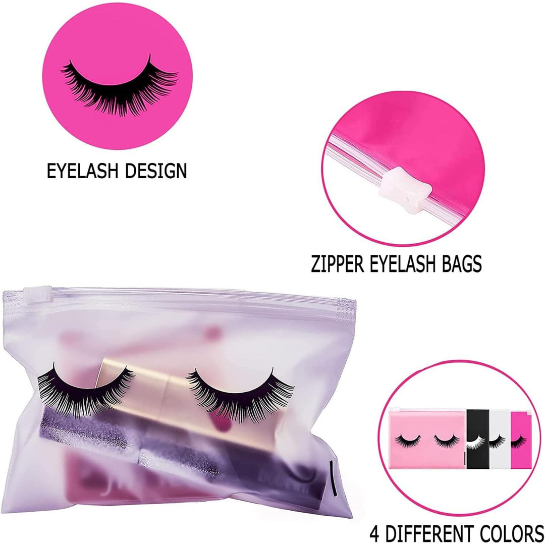 Eyelash print and sliding zipper detail; cosmetics not included