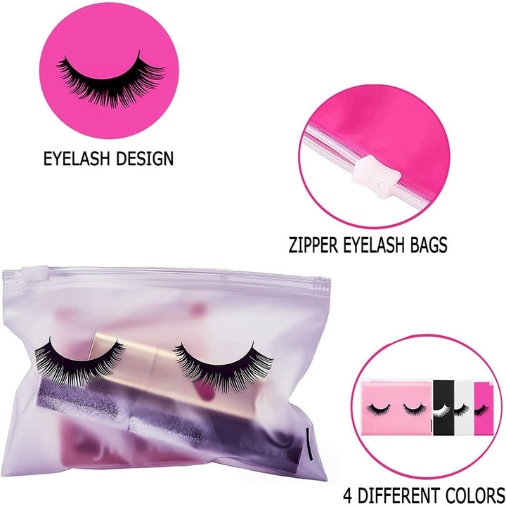 Eyelash print and sliding zipper detail; cosmetics not included