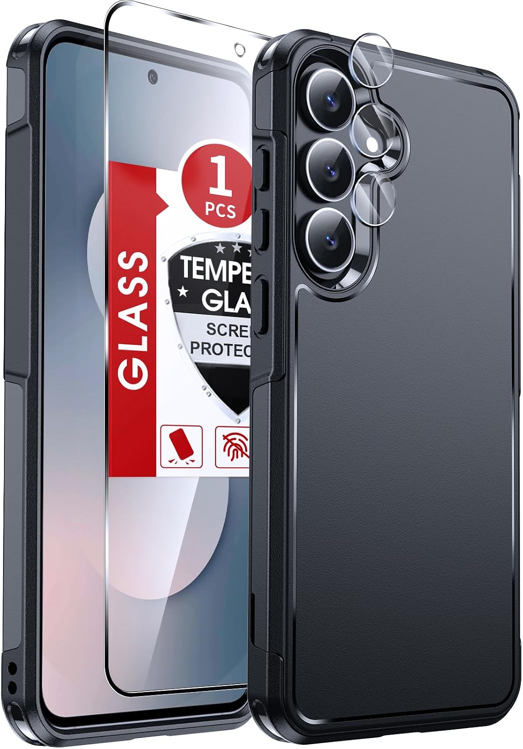 Black double-layer S25 FE case, view 1