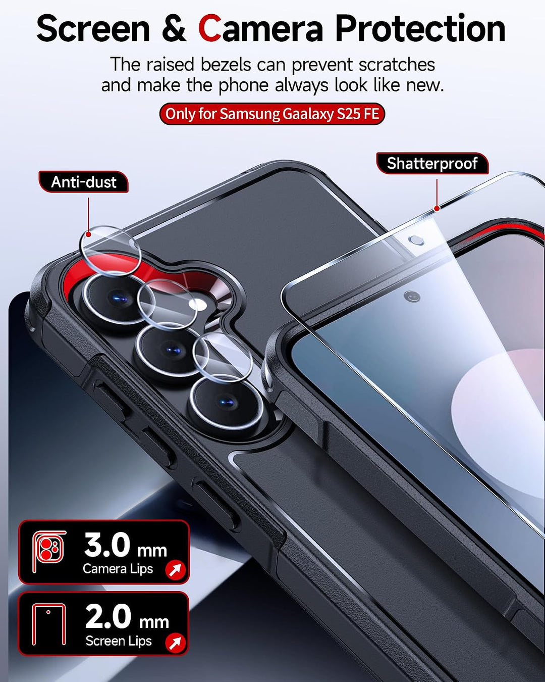 Black double-layer S25 FE case, view 2