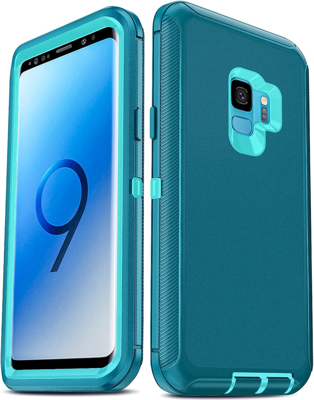 Teal blue three-layer S9 case, view 1