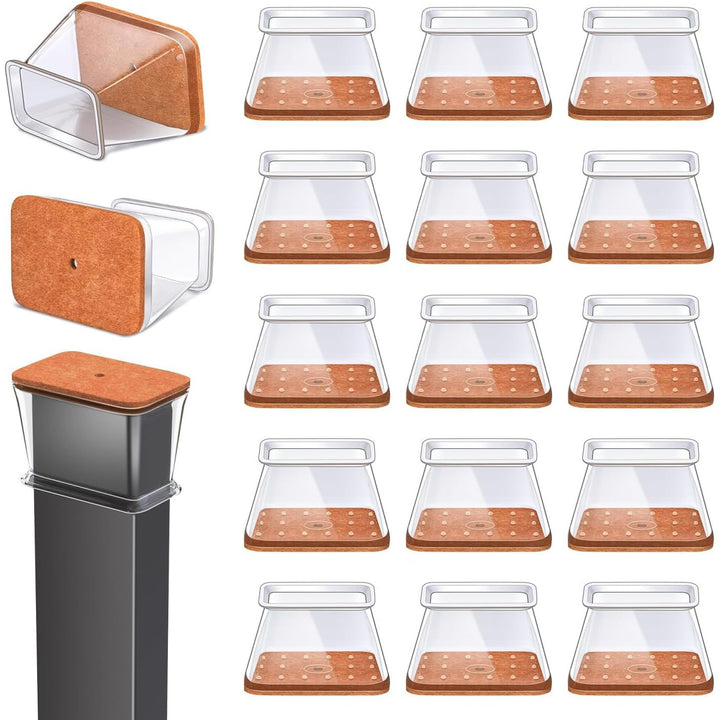 20-piece clear rectangular chair leg protectors, large, view 1
