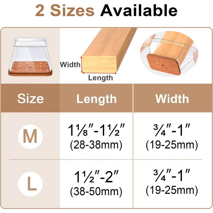 20-piece clear rectangular chair leg protectors, large, view 4