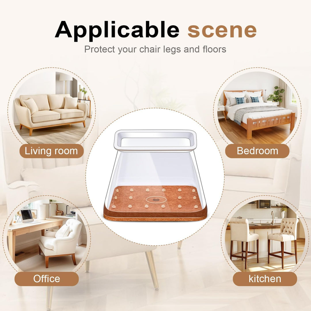 20-piece clear rectangular chair leg protectors, large, view 6