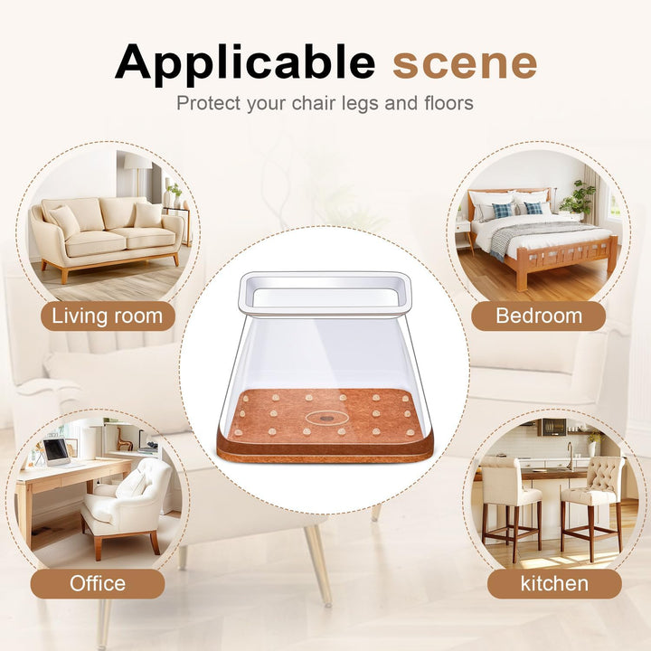20-piece clear rectangular chair leg protectors, large, view 6