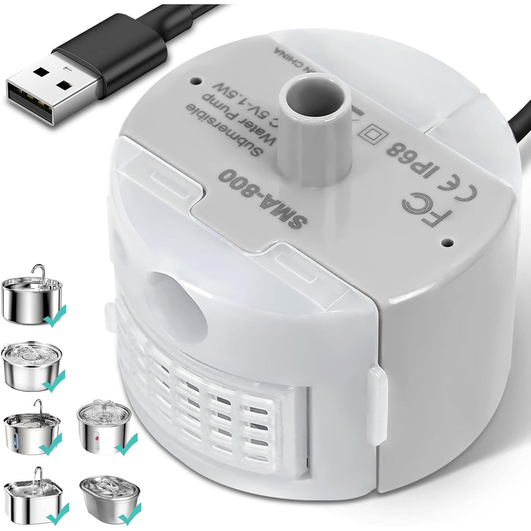 SMA-800 side-suction USB cat fountain replacement pump, view 1