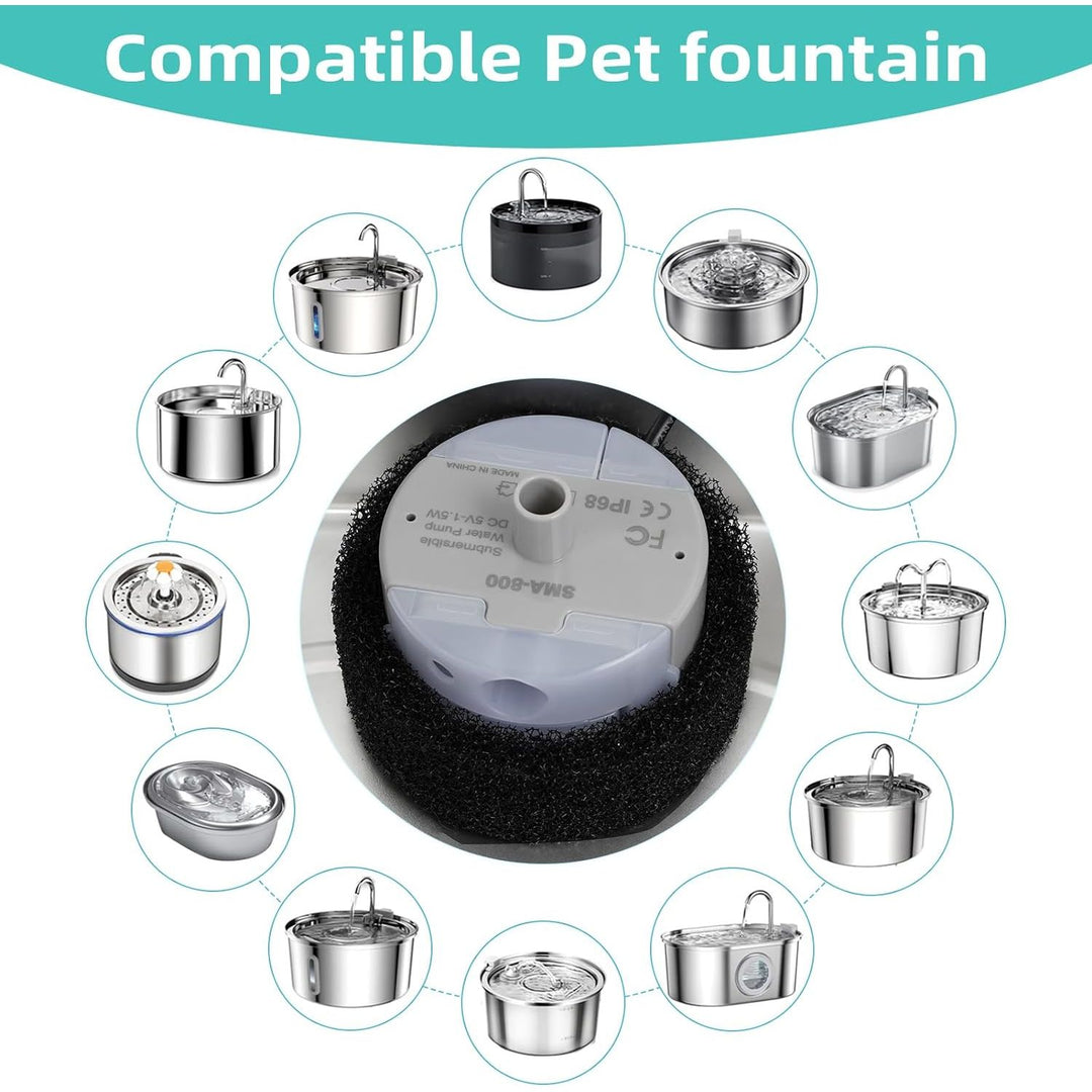 SMA-800 side-suction USB cat fountain replacement pump, view 2