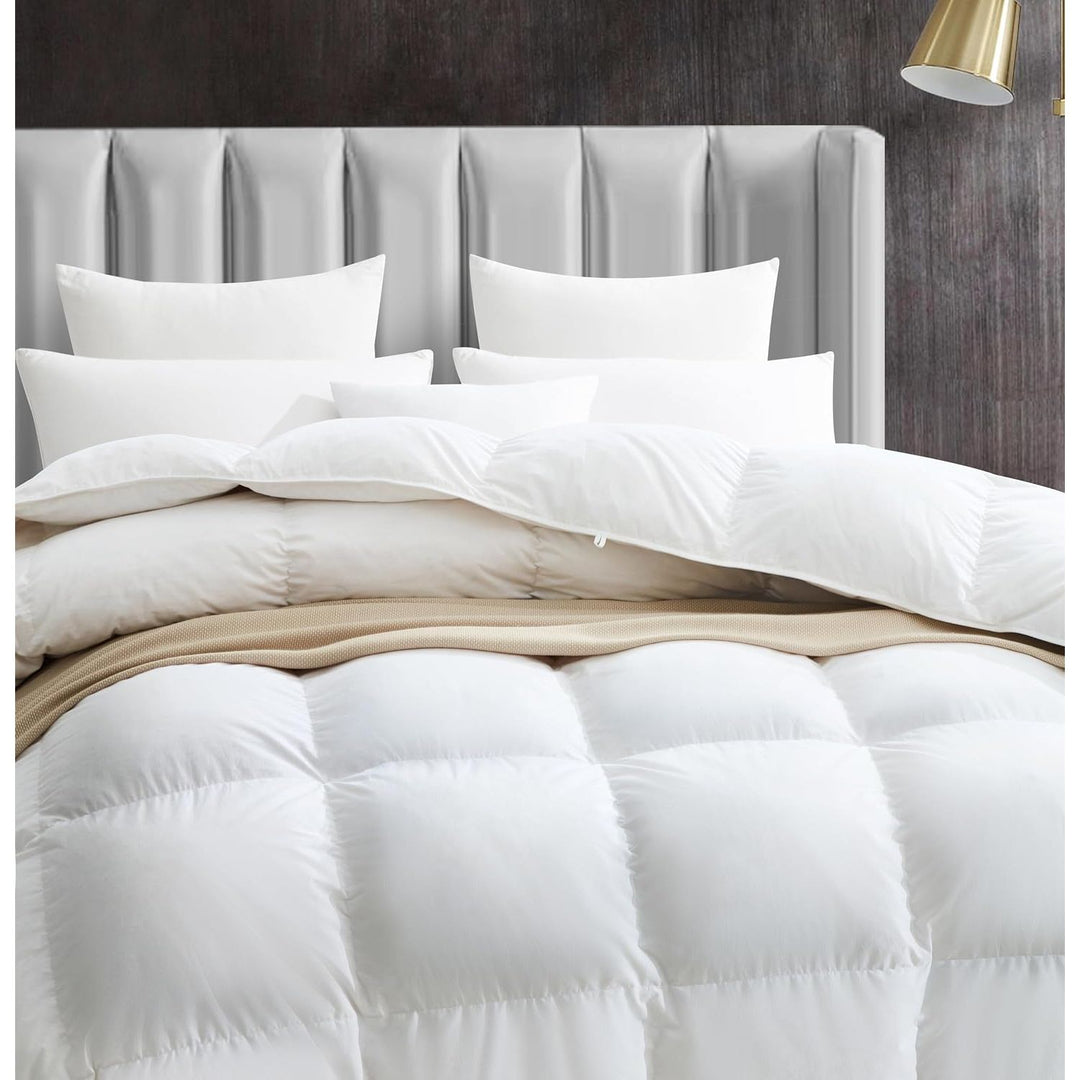 White all-season California king feather down duvet, view 2