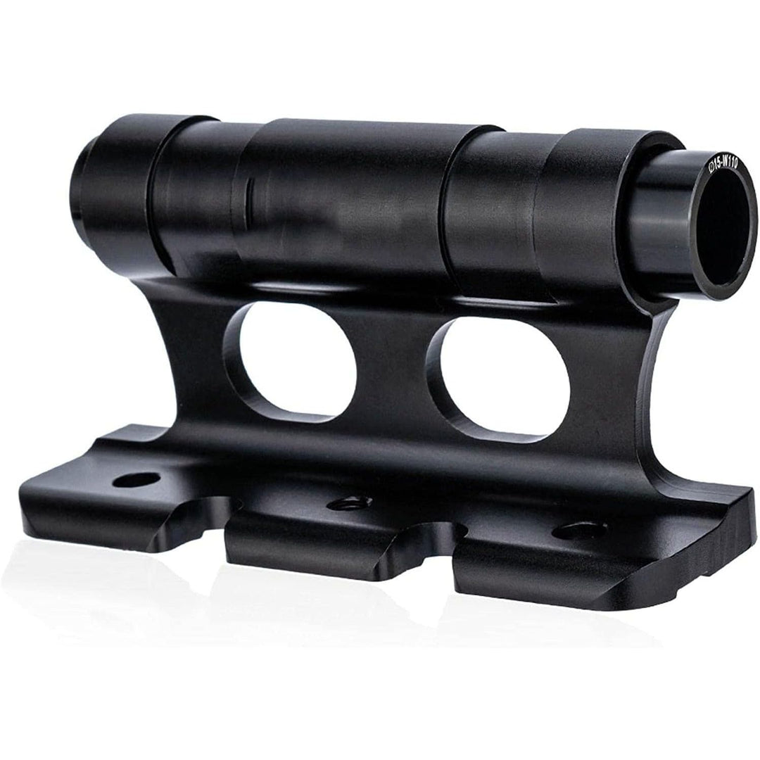 close-up of black aluminum bicycle fork mount