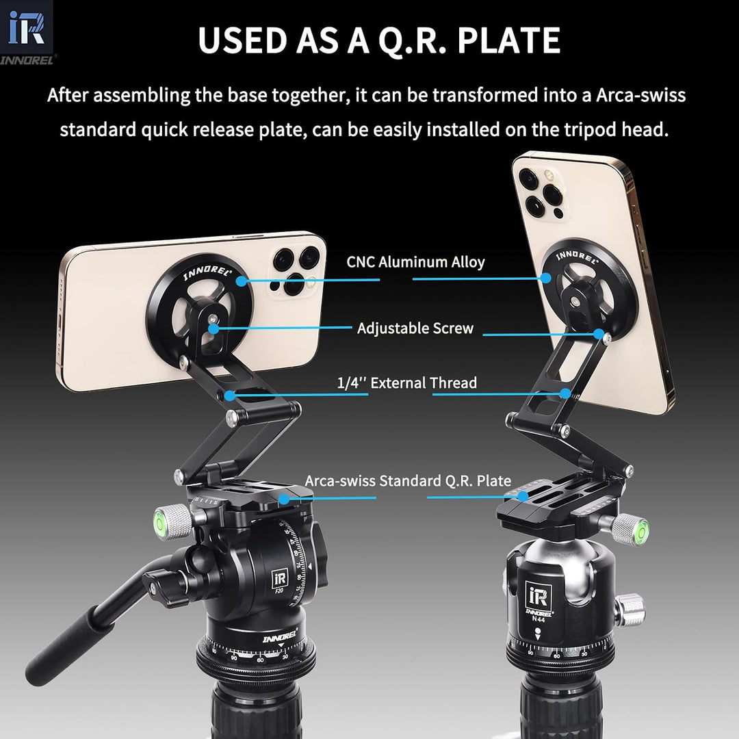 Arca-Swiss compatible base of adjustable phone mount