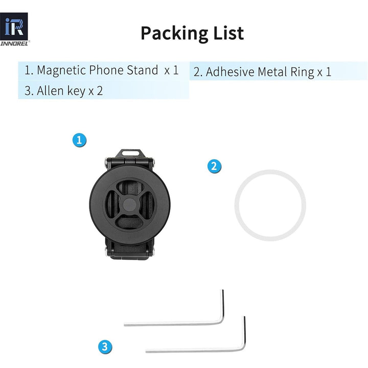 magnetic phone stand with metal ring and two hex keys included