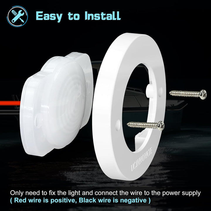 installation view of white-housing marine LED light