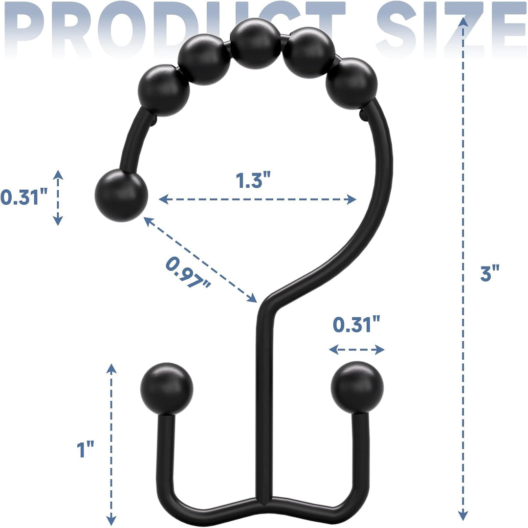dimensions of matte black double shower curtain hook
