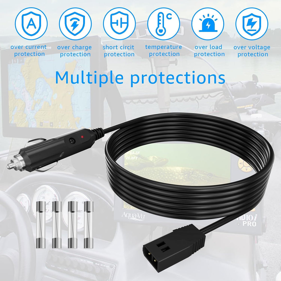 12V cable, connector, and fuse illustrations