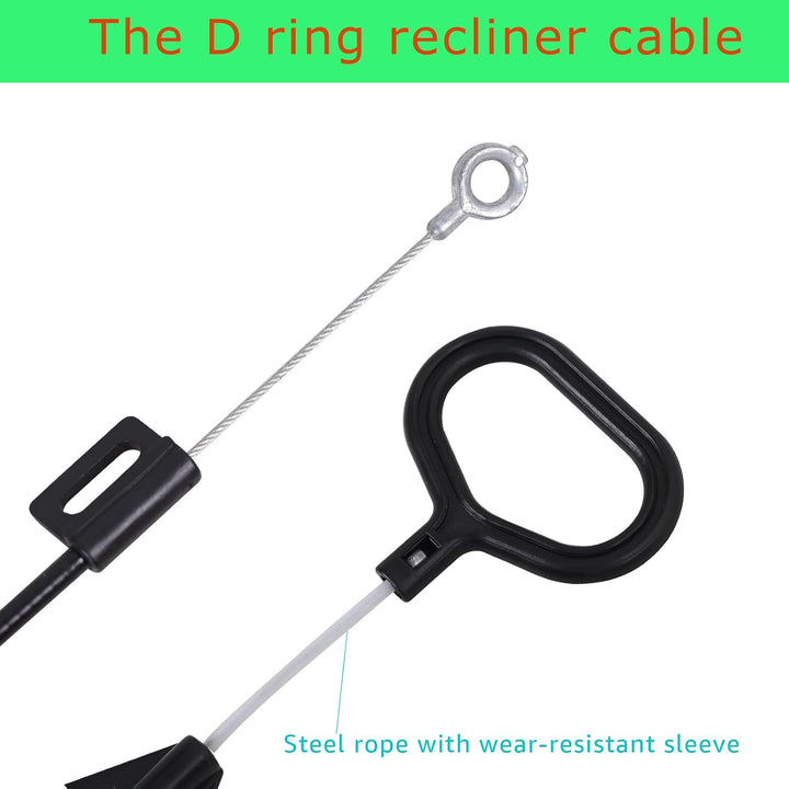 Close-up of recliner release cable ends