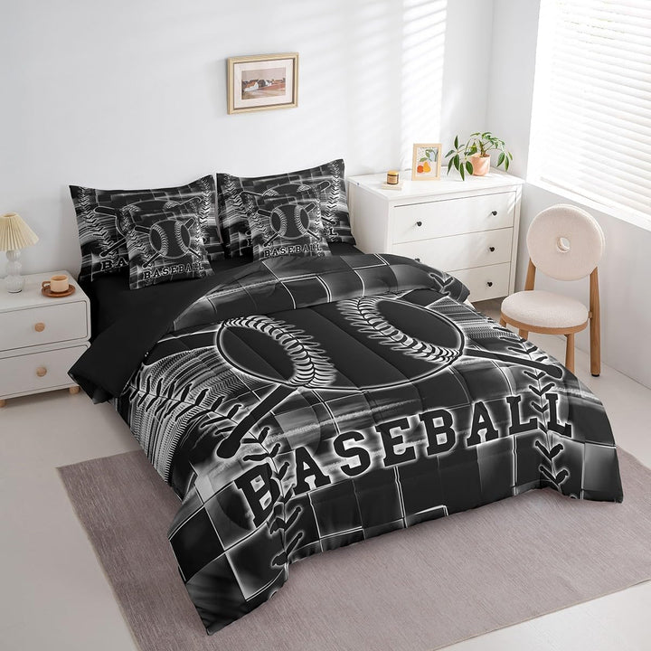 Baseball comforter set angled view