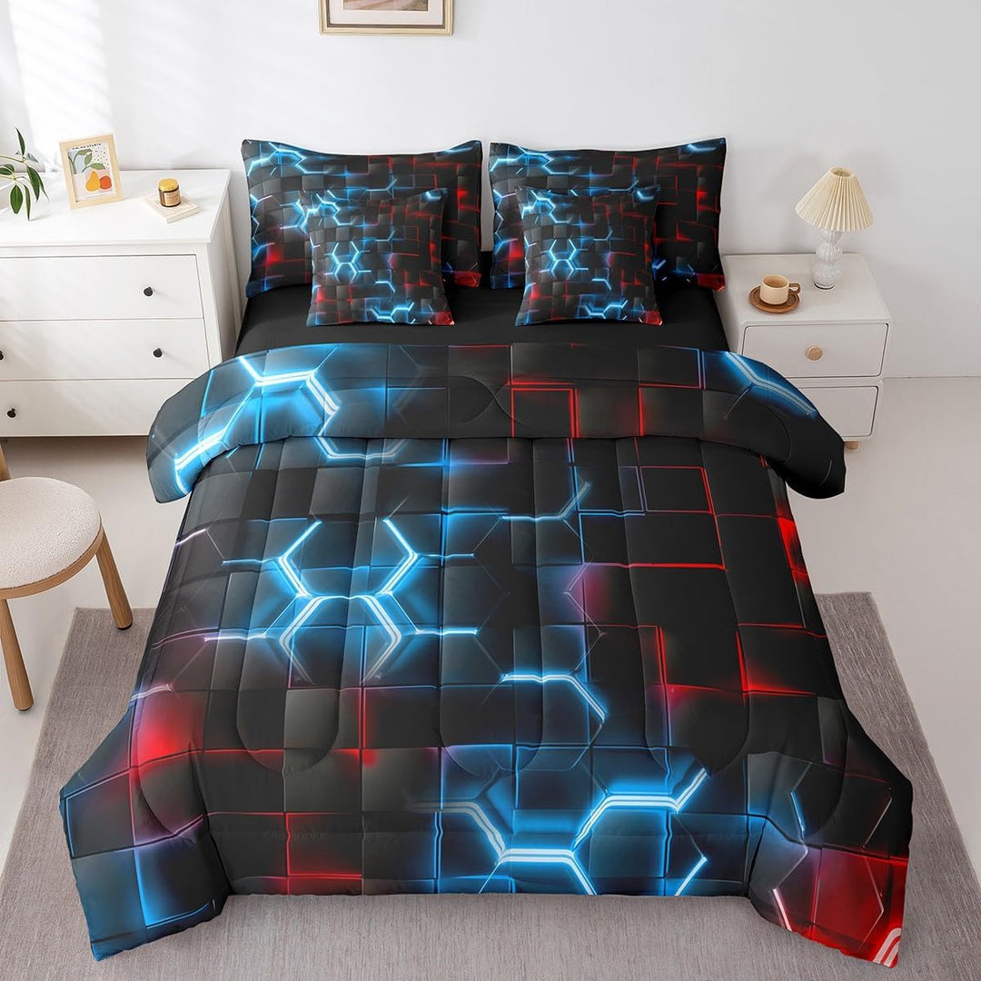 Honeycomb comforter front bed view