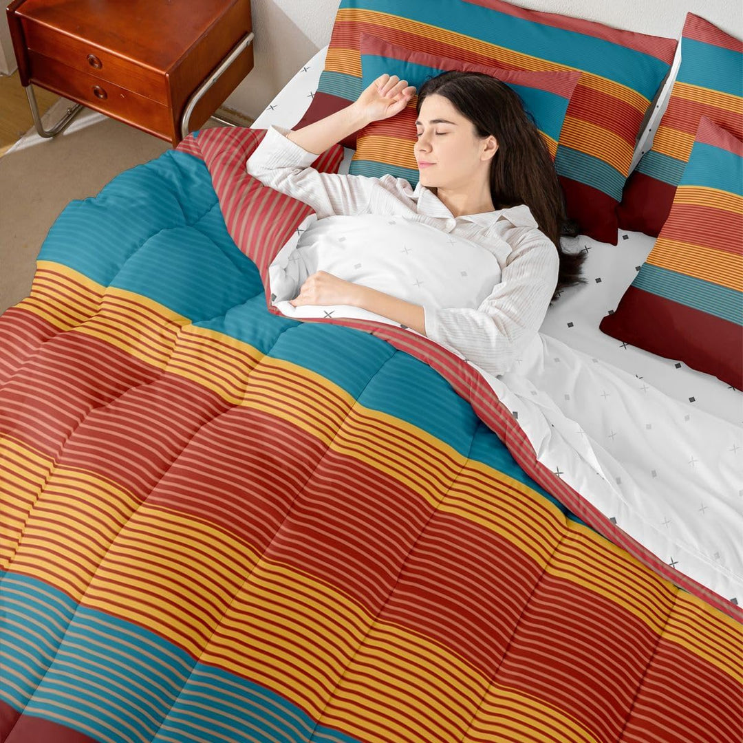 Striped comforter fabric detail