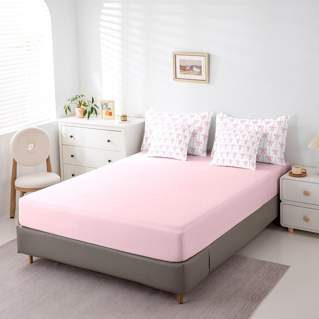 Alternate view of twin pink fitted sheet