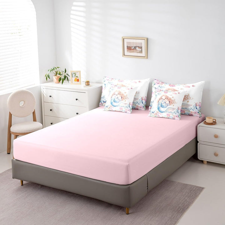 Pink twin sheet set and mermaid pillowcases