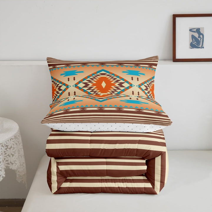 Matching Southwestern patterned pillowcase and comforter