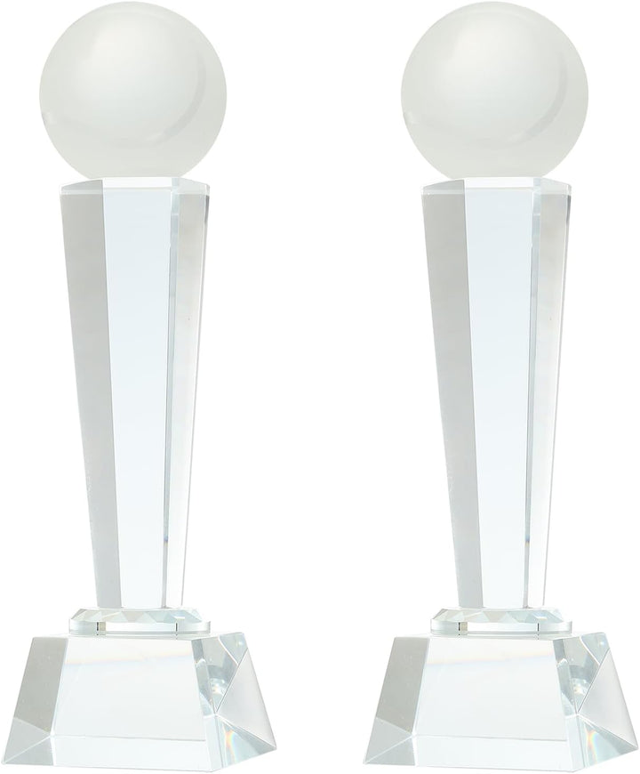 Clear glass tennis trophy set of 2, view 1
