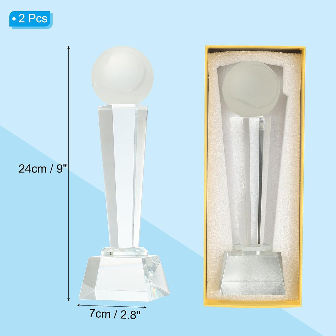 Clear glass tennis trophy set of 2, view 2