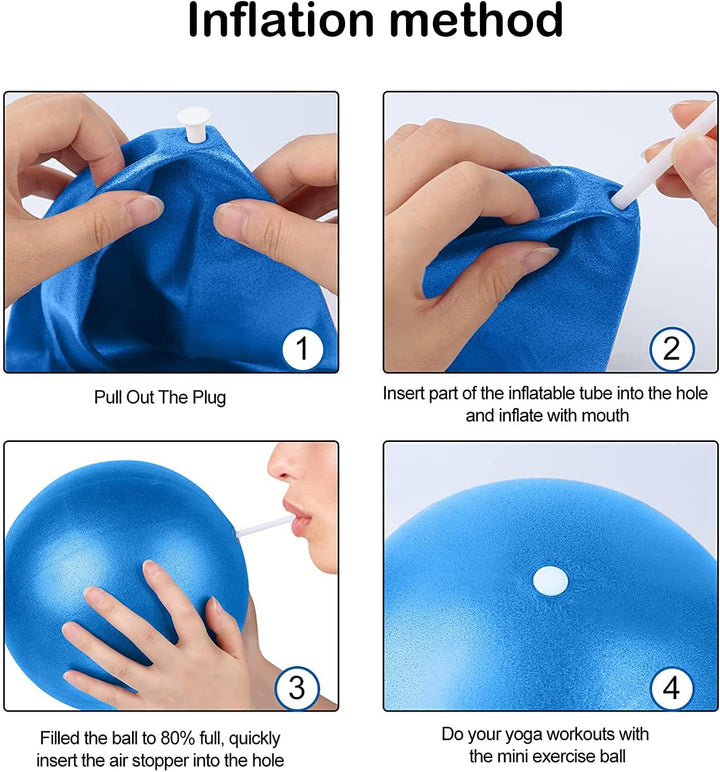 Blue 9-inch mini Pilates ball, product view 3