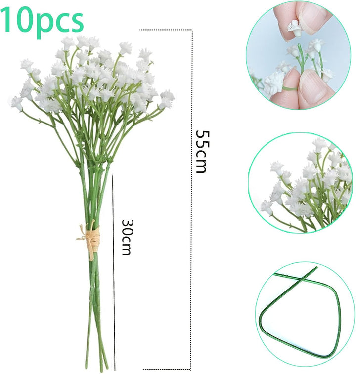 White artificial baby's breath, 10-bundle set, view 5