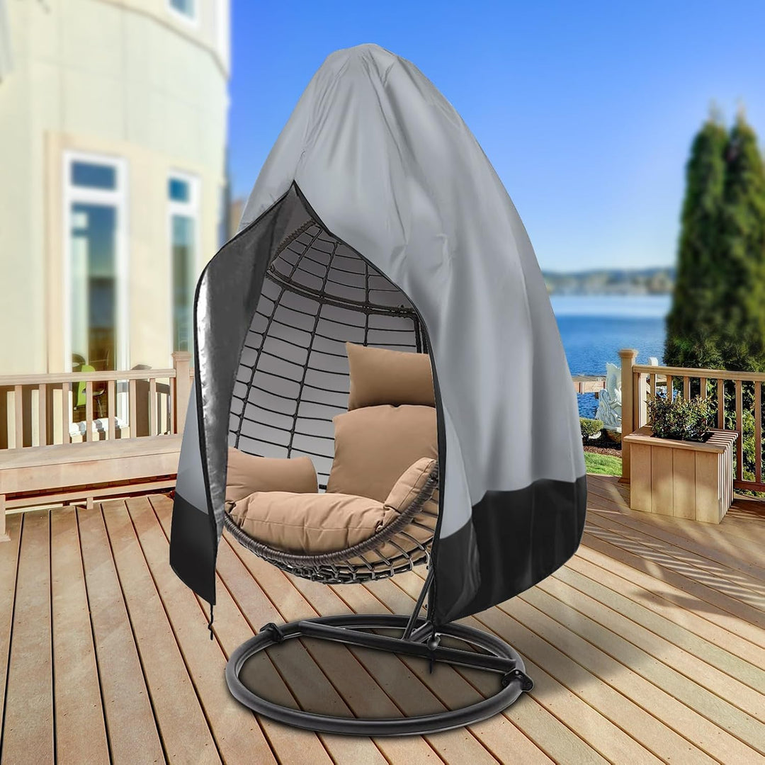 Gray 75-by-45-inch patio egg chair cover, view 1