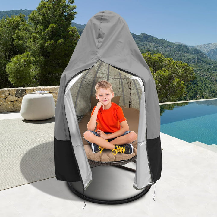 Gray 75-by-45-inch patio egg chair cover, view 7