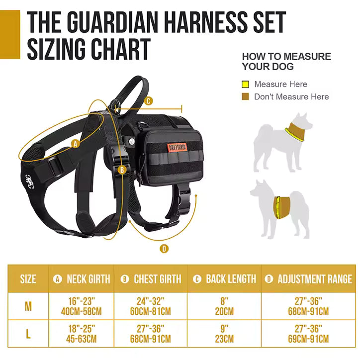 Service Dog Vest Harness, Service Dog Cape Guardian Dog Molle Backpack with Pouches for Medium and Large Dogs (M, Black)