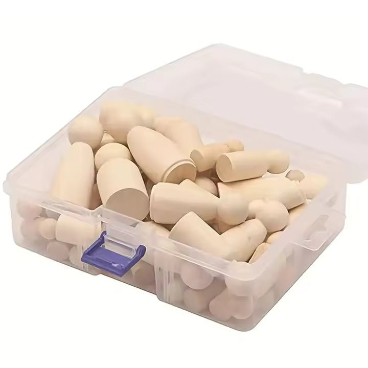 Wooden Peg Doll with Storage Case, 50 Pack Unfinished Wooden Peg Dolls, Wooden People Shapes for Arts and DIY Crafts, Birch and Maple Wood Turnings, 4 Different Shapes and Sizes