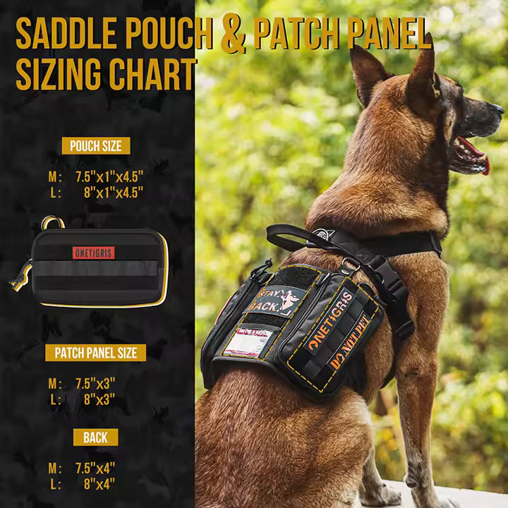 Service Dog Vest Harness, Service Dog Cape Guardian Dog Molle Backpack with Pouches for Medium and Large Dogs (M, Black)