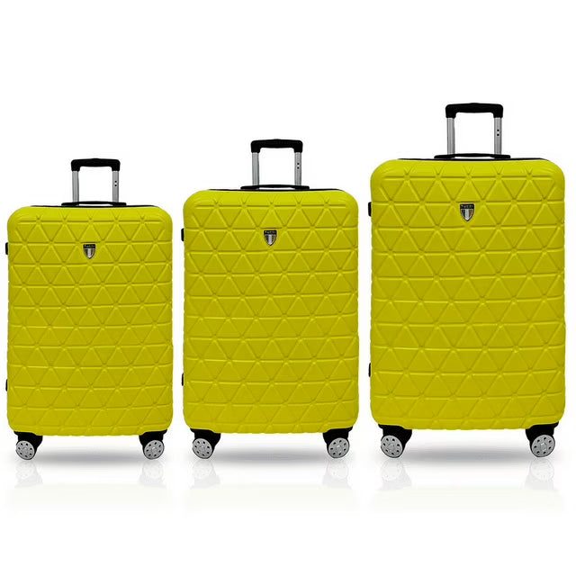 TUCCI Italy Tessere 3 Piece Fashion Spinner Wheel Luggage Suitcase Set - Yellow (20"/24"/28")