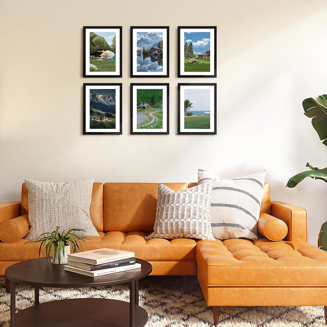 A4 Picture Frame Set of 4, Photo Frame with HD Plexiglass, Display Pictures 6x8 with Mat or 8.3x11.7 Without Mat, Black Picture Frames Collage Wall Decor, Gallary Wall Frame - Just Closeouts Canada Inc.6971152696219