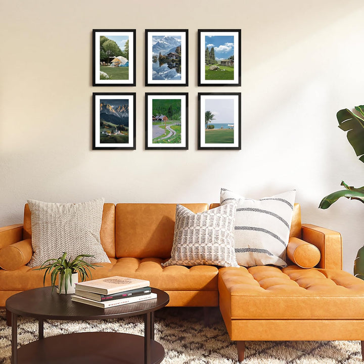 A4 Picture Frame Set of 4, Photo Frame with HD Plexiglass, Display Pictures 6x8 with Mat or 8.3x11.7 Without Mat, Black Picture Frames Collage Wall Decor, Gallary Wall Frame - Just Closeouts Canada Inc.6971152696219