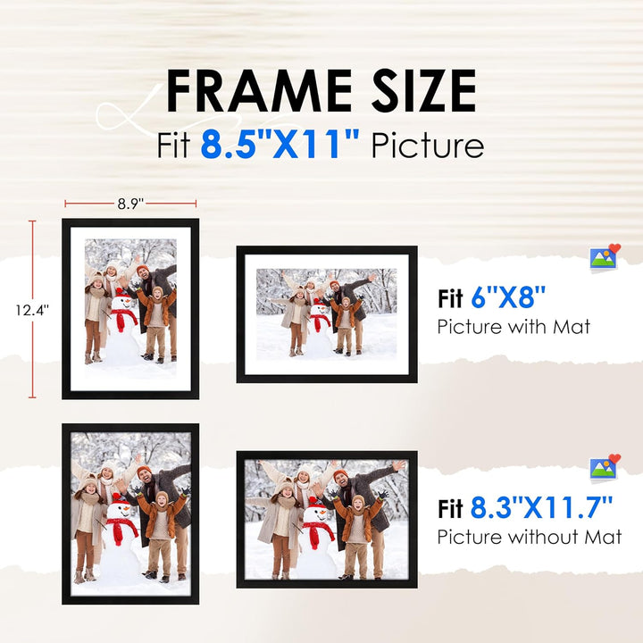 A4 Picture Frame Set of 4, Photo Frame with HD Plexiglass, Display Pictures 6x8 with Mat or 8.3x11.7 Without Mat, Black Picture Frames Collage Wall Decor, Gallary Wall Frame - Just Closeouts Canada Inc.6971152696219