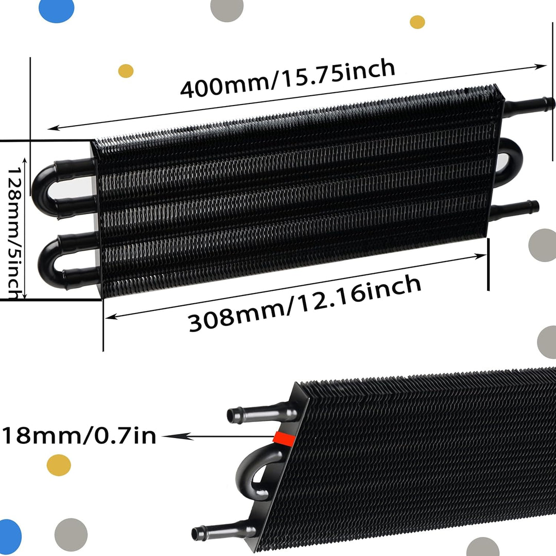ACmango 4 Pass Ultra - Cool Tube and Fin Transmission Cooler Universal 5/16" Oil Cooler Kit 402 Aluminium Blacki - Just Closeouts Canada Inc.