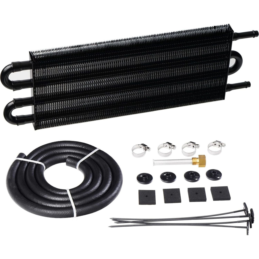 ACmango 4 Pass Ultra - Cool Tube and Fin Transmission Cooler Universal 5/16" Oil Cooler Kit 402 Aluminium Blacki - Just Closeouts Canada Inc.