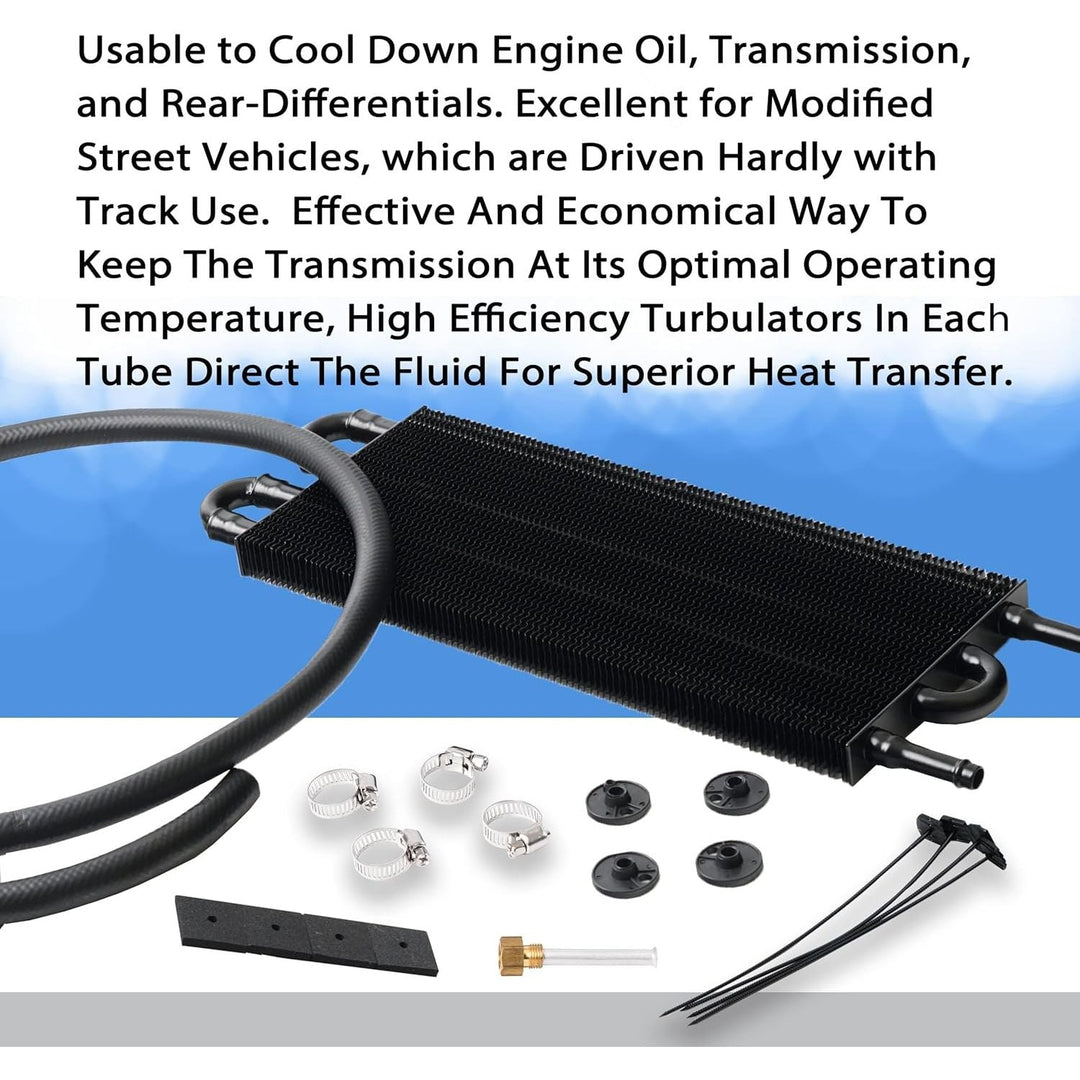 ACmango 4 Pass Ultra - Cool Tube and Fin Transmission Cooler Universal 5/16" Oil Cooler Kit 402 Aluminium Blacki - Just Closeouts Canada Inc.