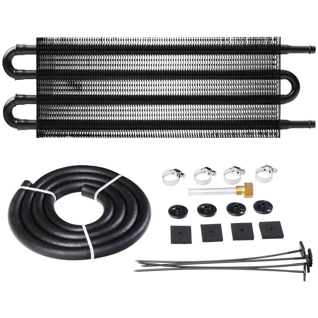 ACmango 4 Pass Ultra - Cool Tube and Fin Transmission Cooler Universal 5/16" Oil Cooler Kit 402 Aluminium Blacki - Just Closeouts Canada Inc.