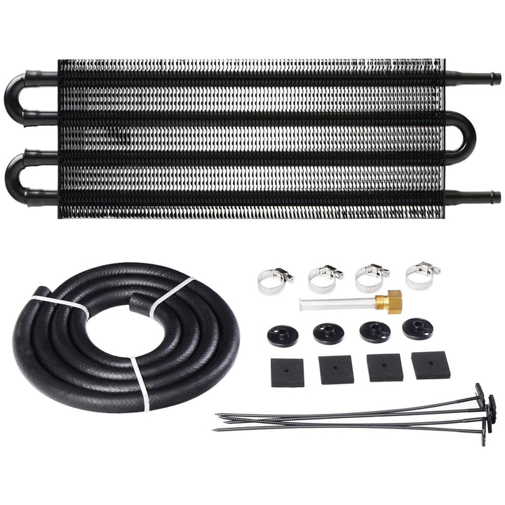 ACmango 4 Pass Ultra - Cool Tube and Fin Transmission Cooler Universal 5/16" Oil Cooler Kit 402 Aluminium Blacki - Just Closeouts Canada Inc.