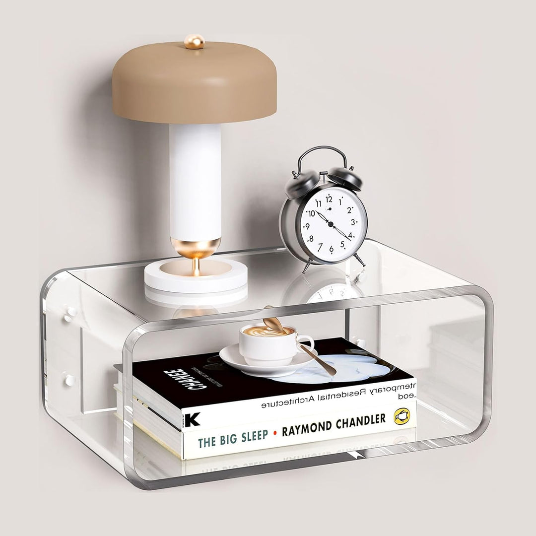 Acrylic Floating Nightstand, Bedside Table, Nightstand Shelf Wall Mounted Bedside Shelf (Clear, Small) (Clear) - Just Closeouts Canada Inc.X004FHVAJ5