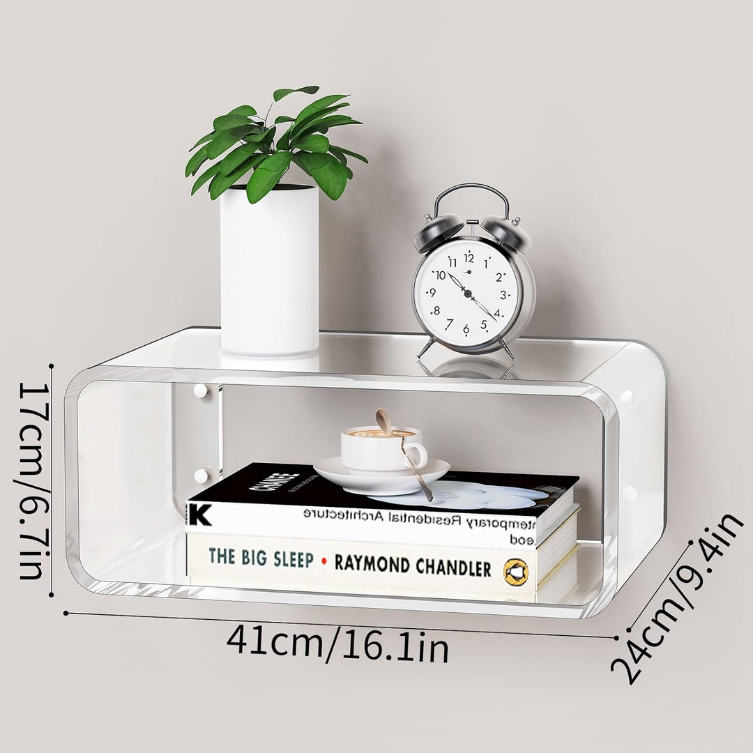 Acrylic Floating Nightstand, Bedside Table, Nightstand Shelf Wall Mounted Bedside Shelf (Clear, Small) (Clear) - Just Closeouts Canada Inc.X004FHVAJ5